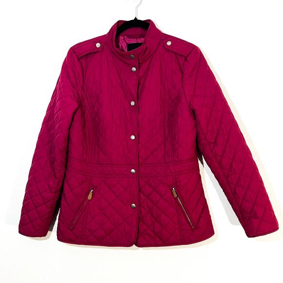 Talbots Quilted Jacket Womens M Snap Casual Lightweight Preppy Basic Classic - Picture 1 of 6